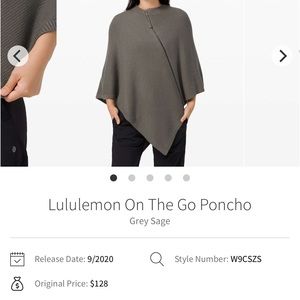 NWT Lululemon On The Go Poncho O/S Grey Sage